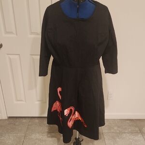 Chic Black Dress with Flamingo Design